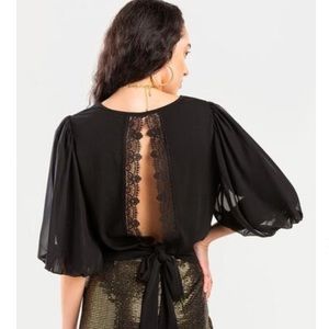 Francesca’s Mckenzie Crochet Tie Back Blouse